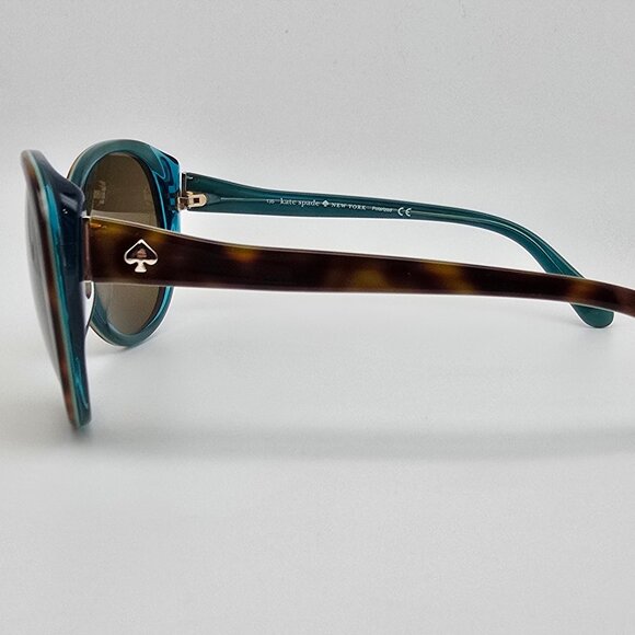 Kate Spade Finola Havana Teal Frame Polarized Dark Brown Lens Sunglasses w/ Case main image 4